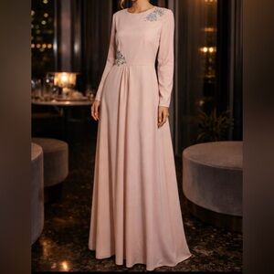 Kay Unger Blush Pink Embellished A-Line Gown Size 10 Mother of the Bride Formal